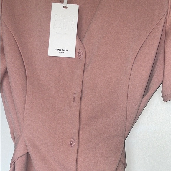 Grace Karin Pink Peplum Blouse with Flutter Sleeves - Picture 3 of 5